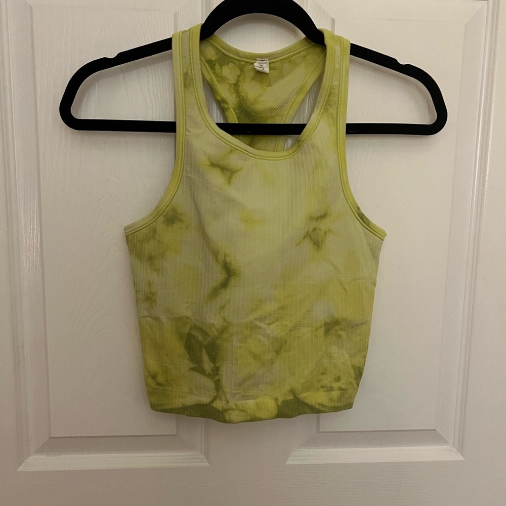Lululemon Ebb to Street Cropped Racerback Tank Top - Marble Dye Wasabi